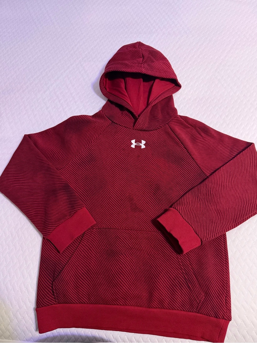 Under Armour Boys Youth Hoodie Size 7 Maroon Athletic Sweatshirt